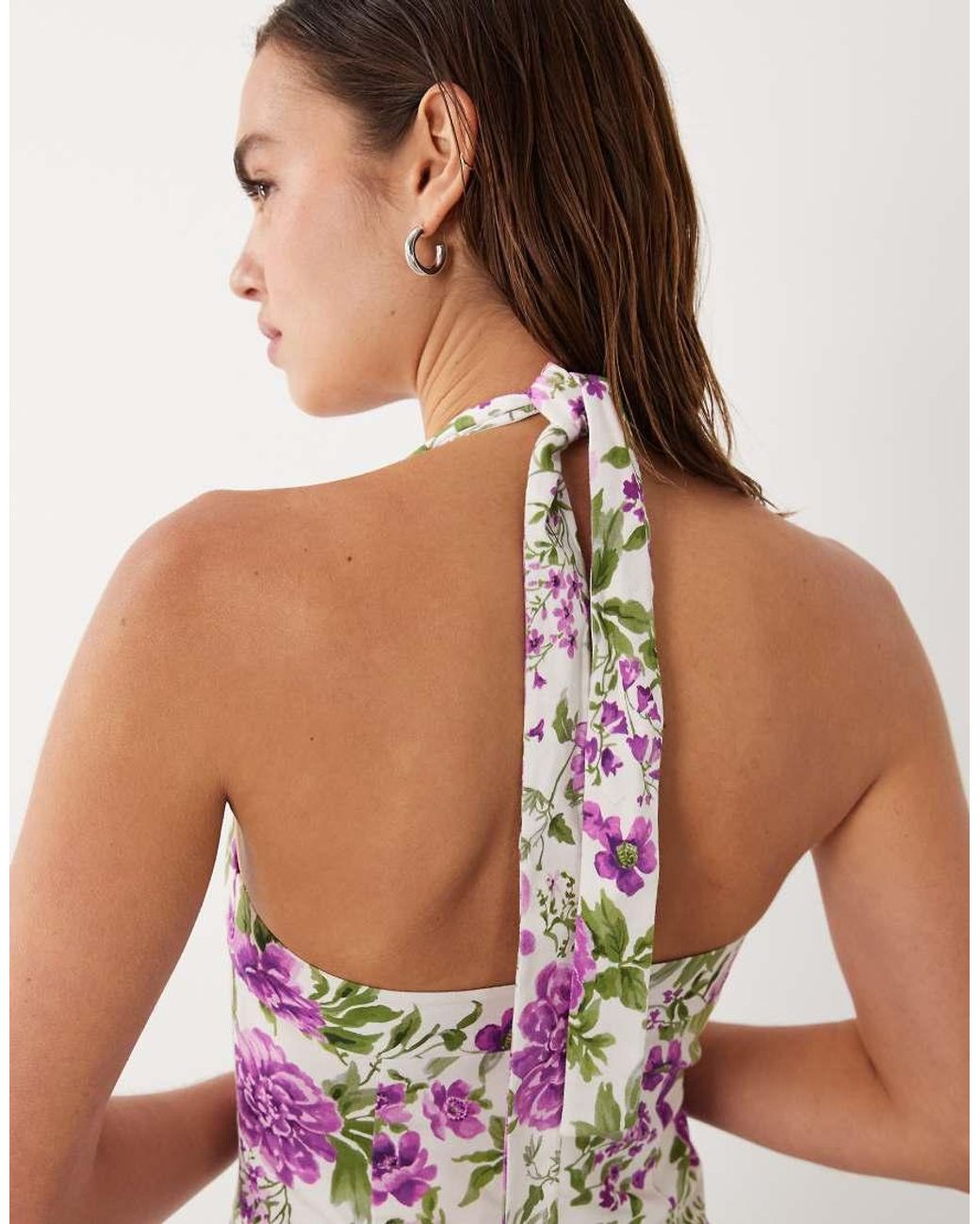 Mango White Starring Hailey Bieber Halterneck Mini Dress