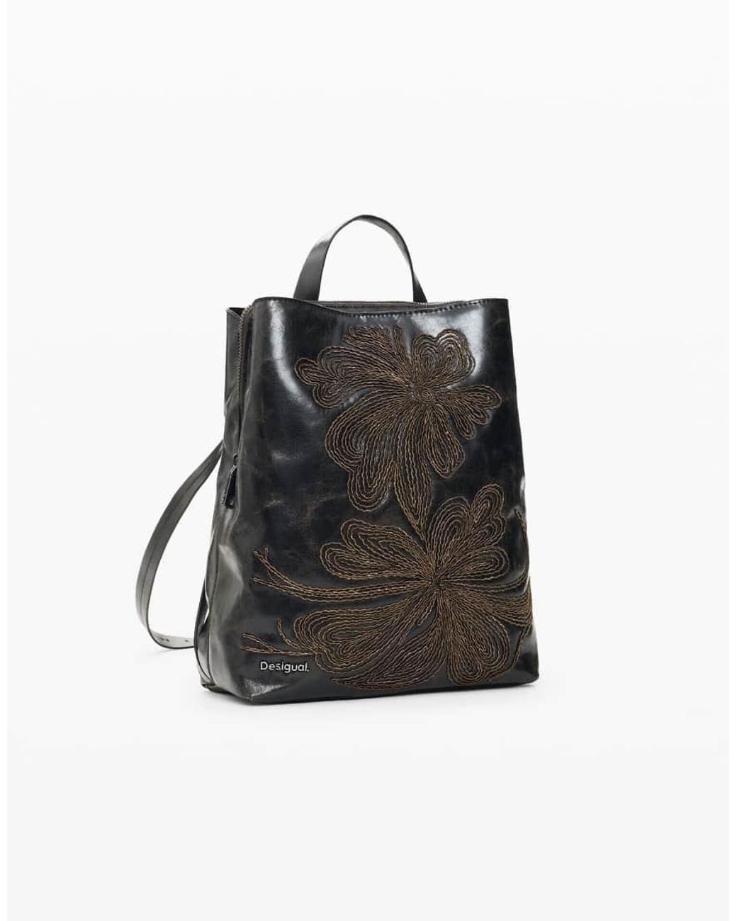 Desigual Black Small Embroidered Backpack