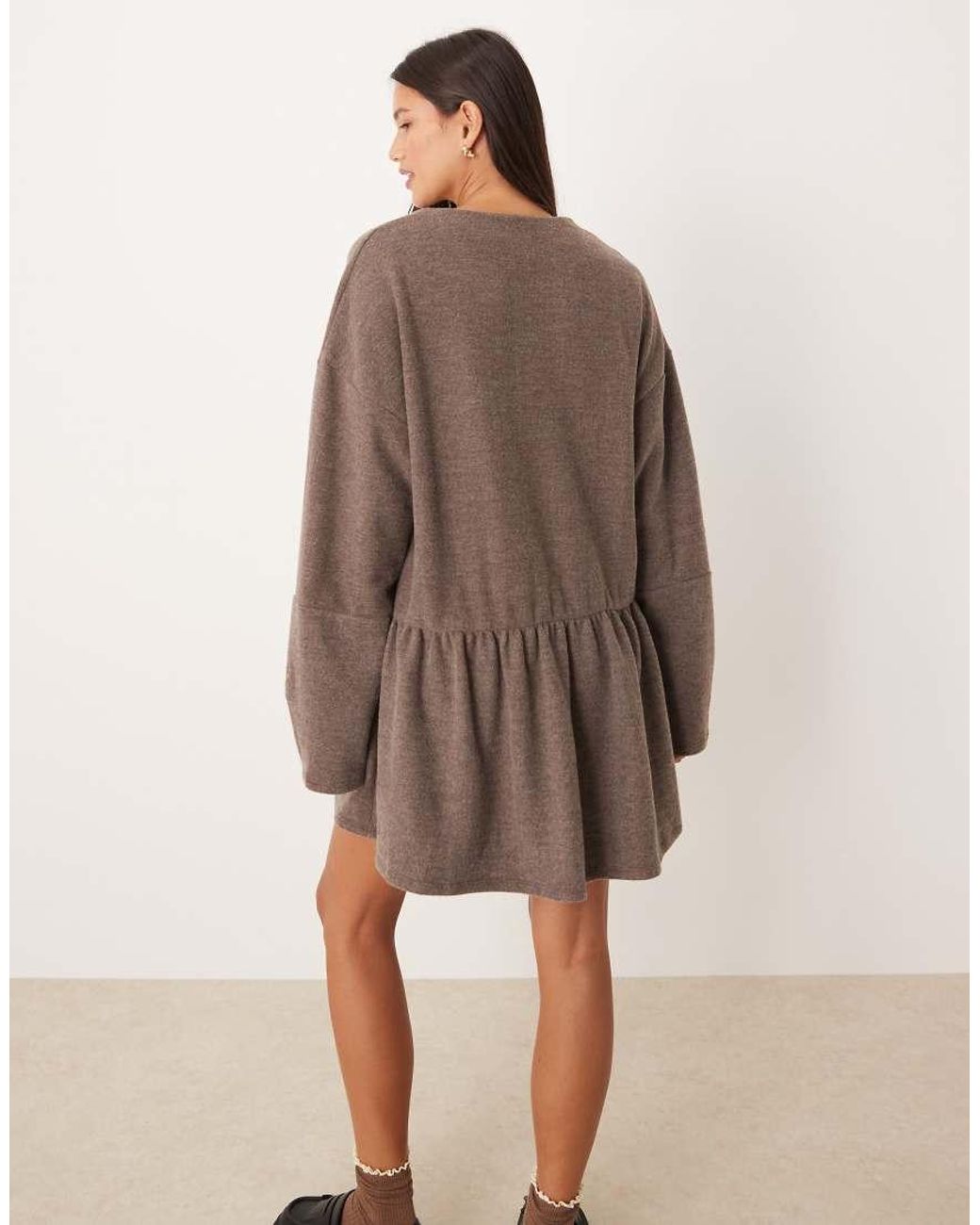 ASOS Natural Supersoft V Front Dropped Waist Mini Dress