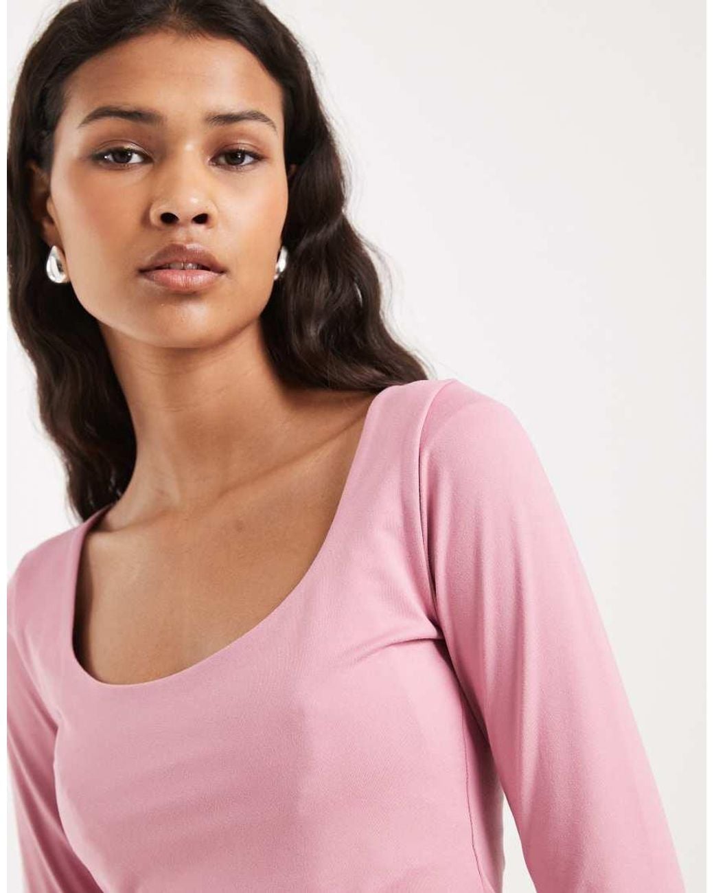 Hollister Pink Long Sleeve Seamless Scoop Neck Top