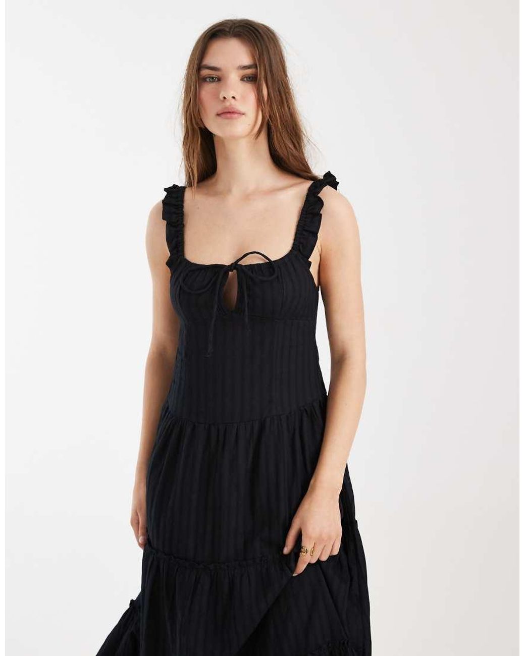 Cotton On Black Skye Corset Detailing Midi Dress