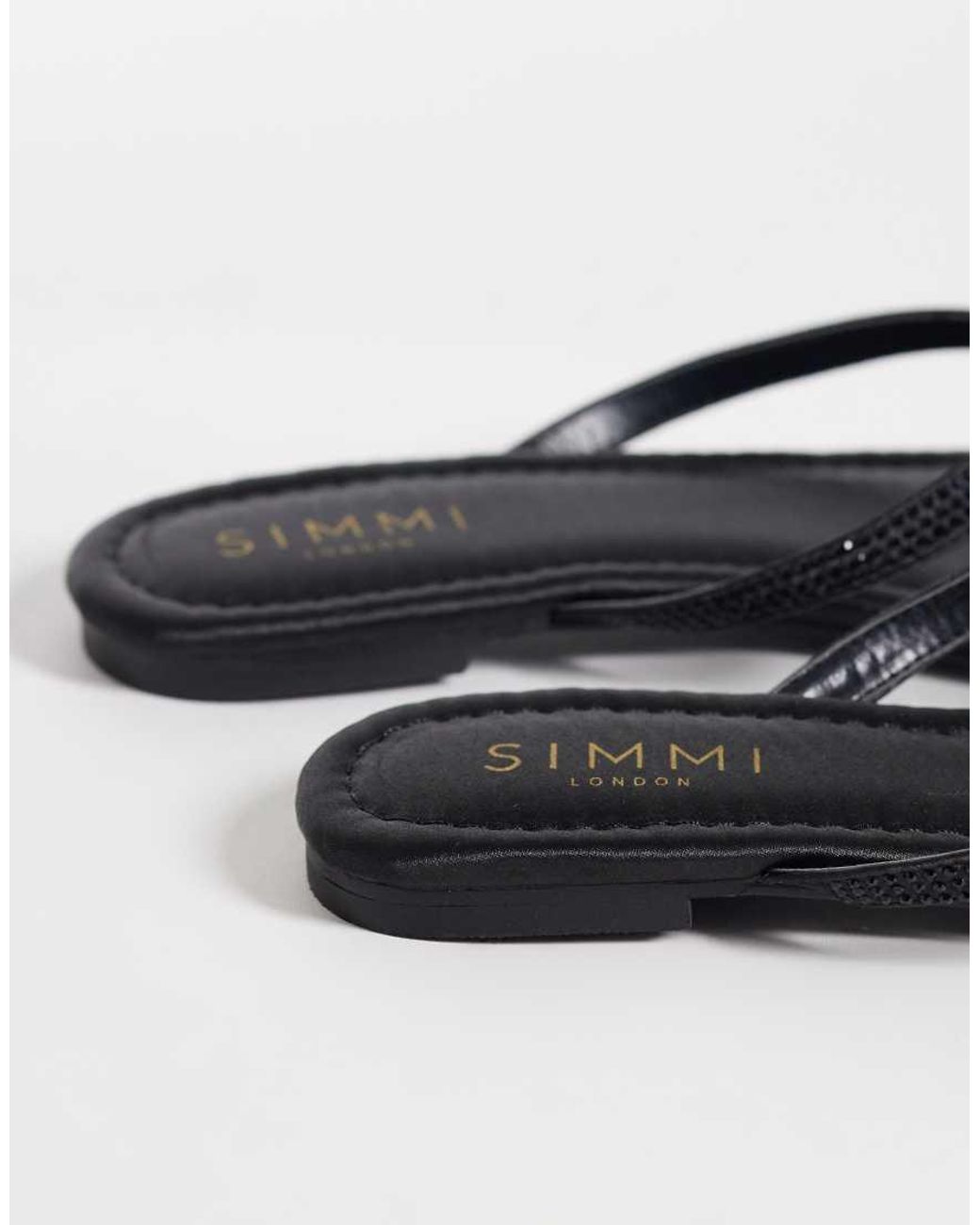 SIMMI Black Simmi London Selene Wide Fit Embellished Flip Flops