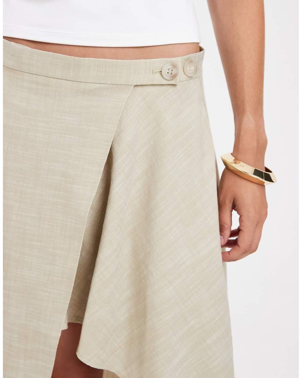 ASOS Natural Linen Blend Tailored Asym Skirt