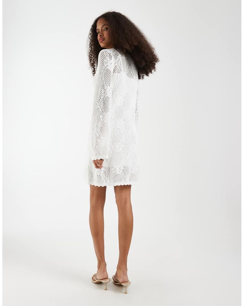 Gap White V-Neck Pointelle Mini Dress