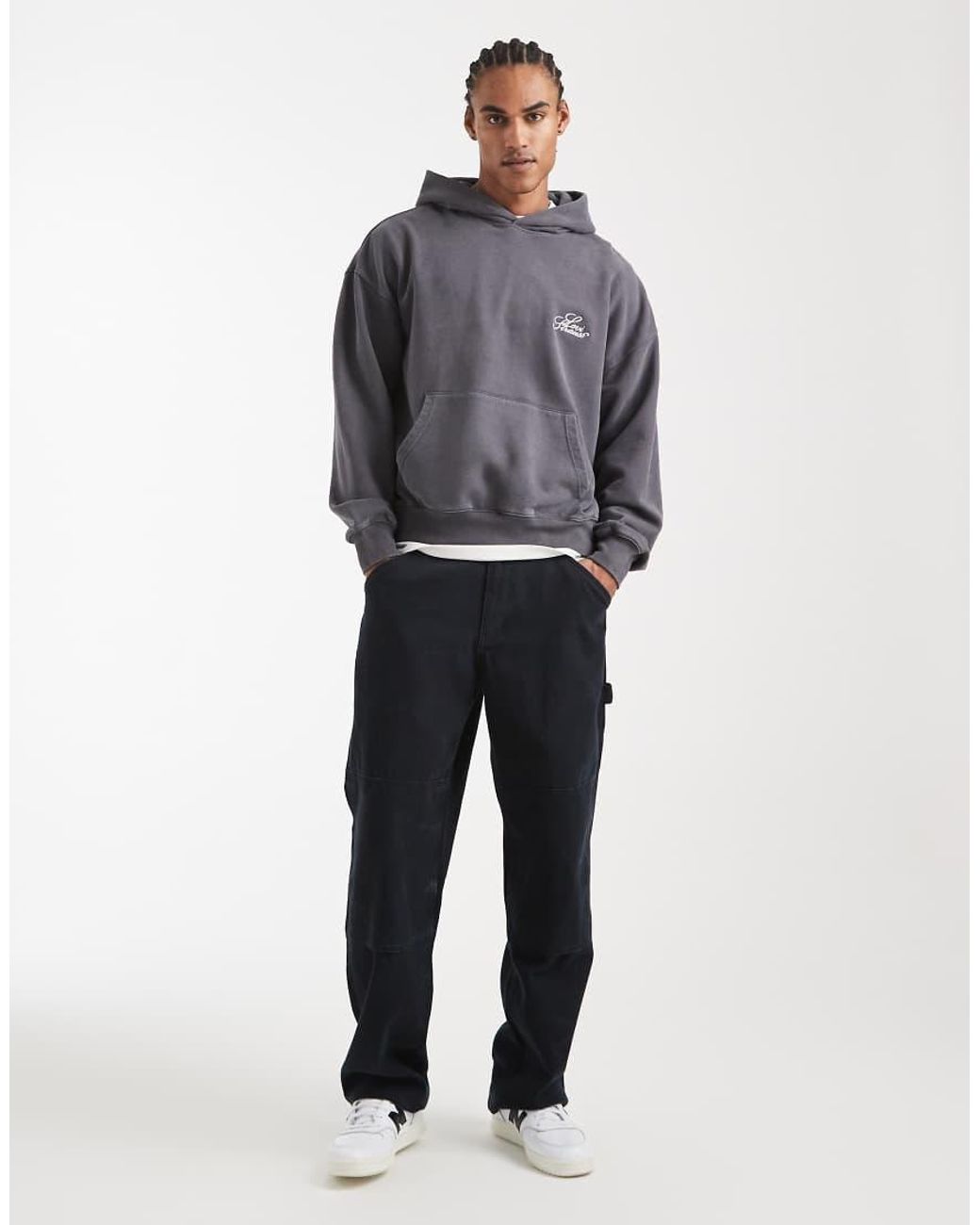 Levi's Gray Two Horse Logo Boxy Hoodie for men