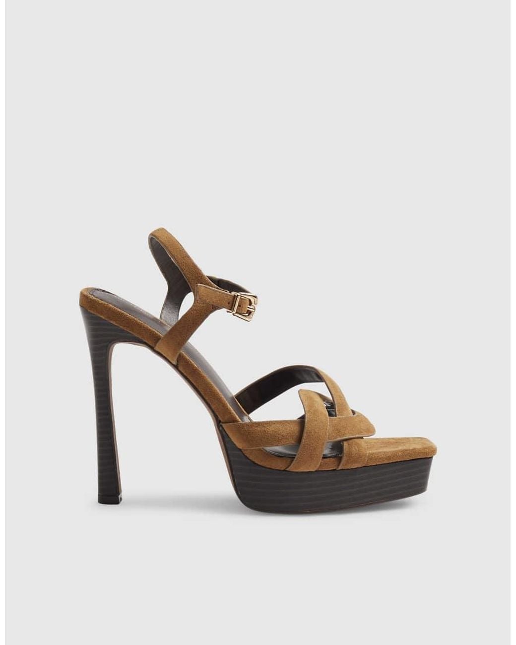 River Island Brown Faux Suede Twisted Heeled Sandals
