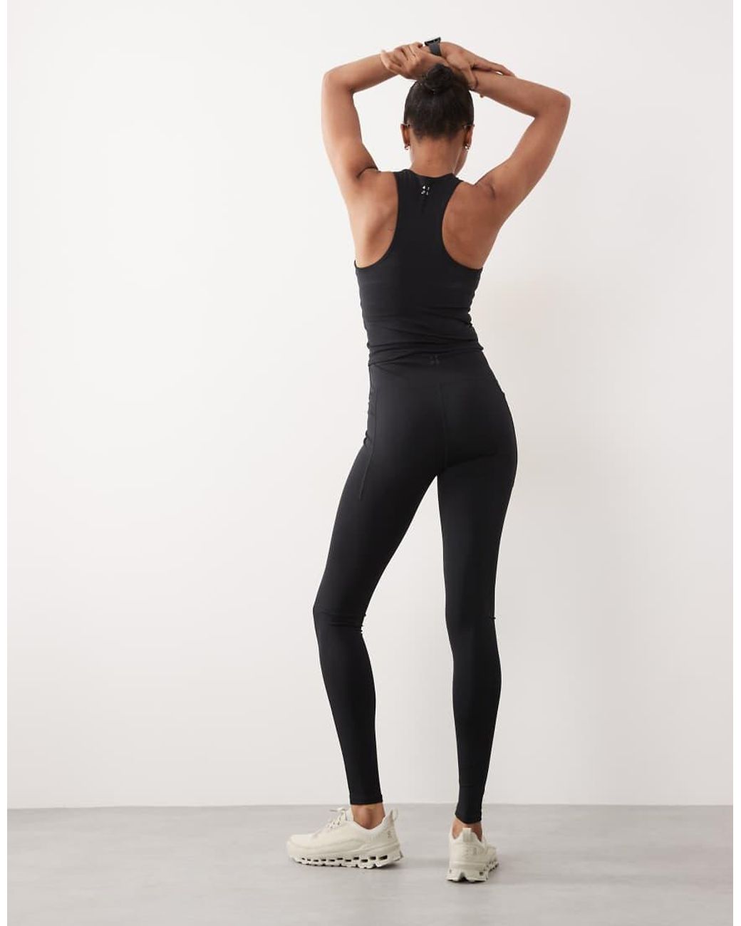 4505 Black Tall Icon Active Tie Waist Run legging With Phone Pocket