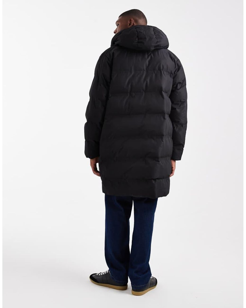 Jack & Jones Blue Hooded Long Puffer for men