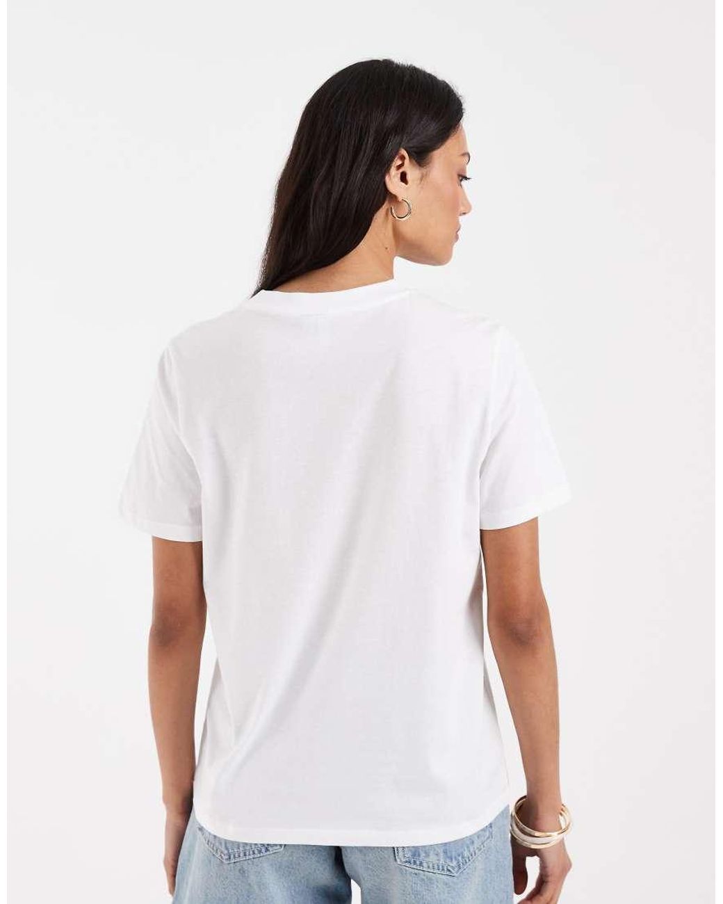 Pieces White Embroidered Moments Graphic T-shirt