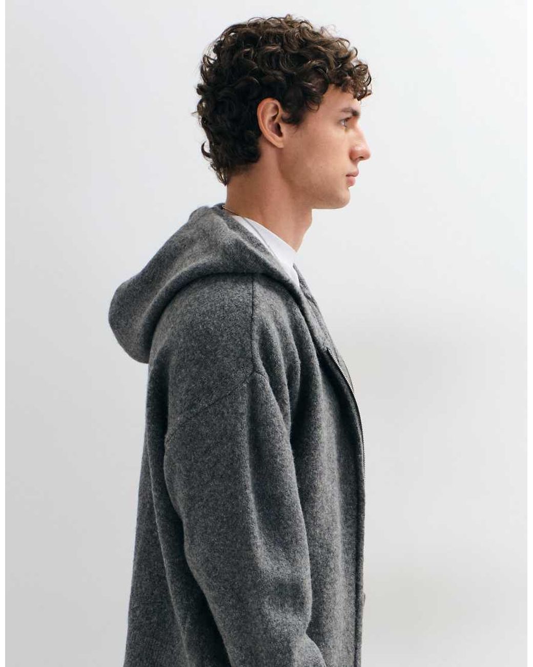 Jack & Jones Gray Knit Zip Up Hoodie for men