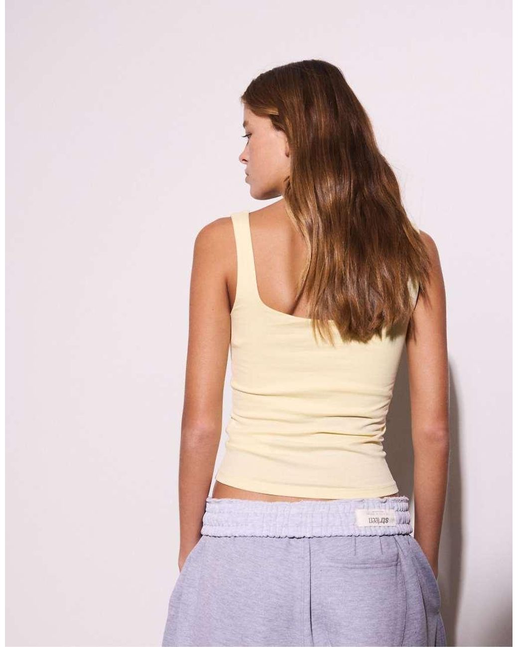 Stradivarius Purple Tank Top With A Square-Cut Neckline