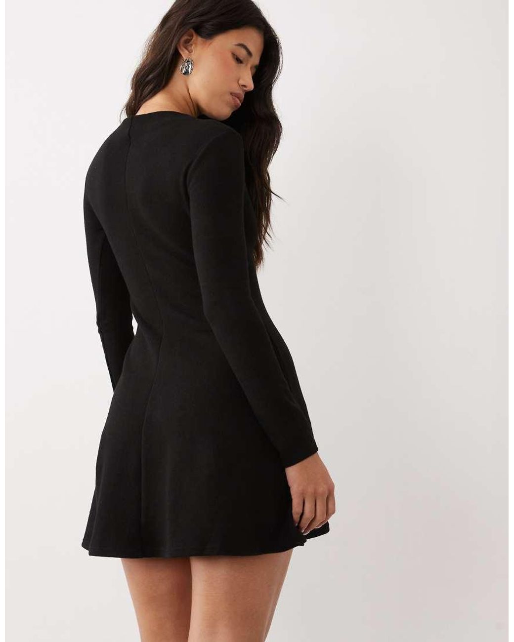 ASOS White Supersoft Grown On Neck Long Sleeve Dress