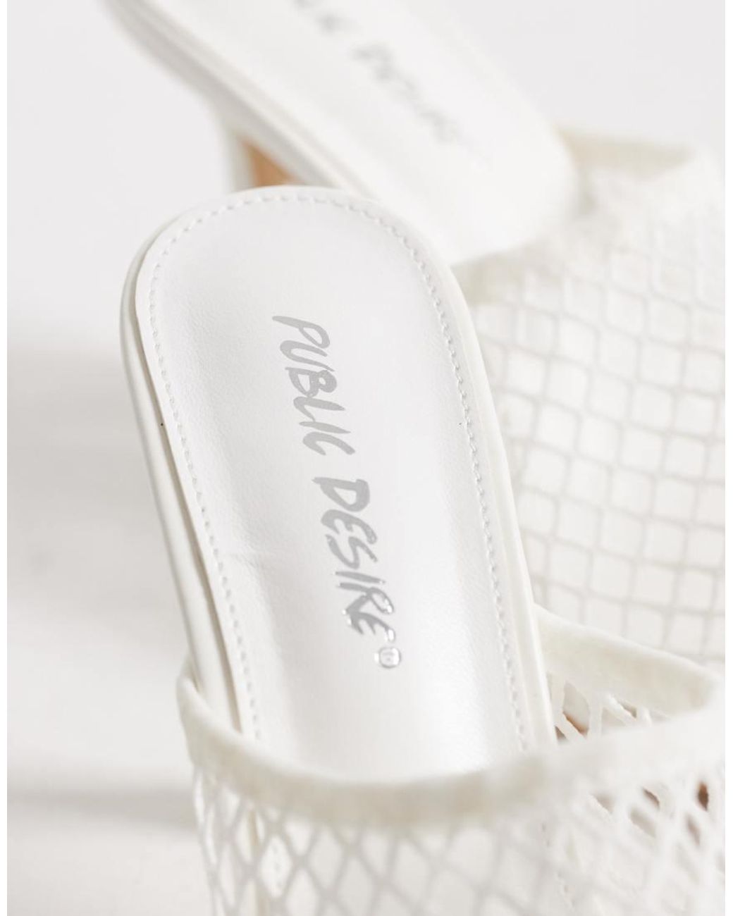 Public Desire White Ada Mesh Heeled Mules