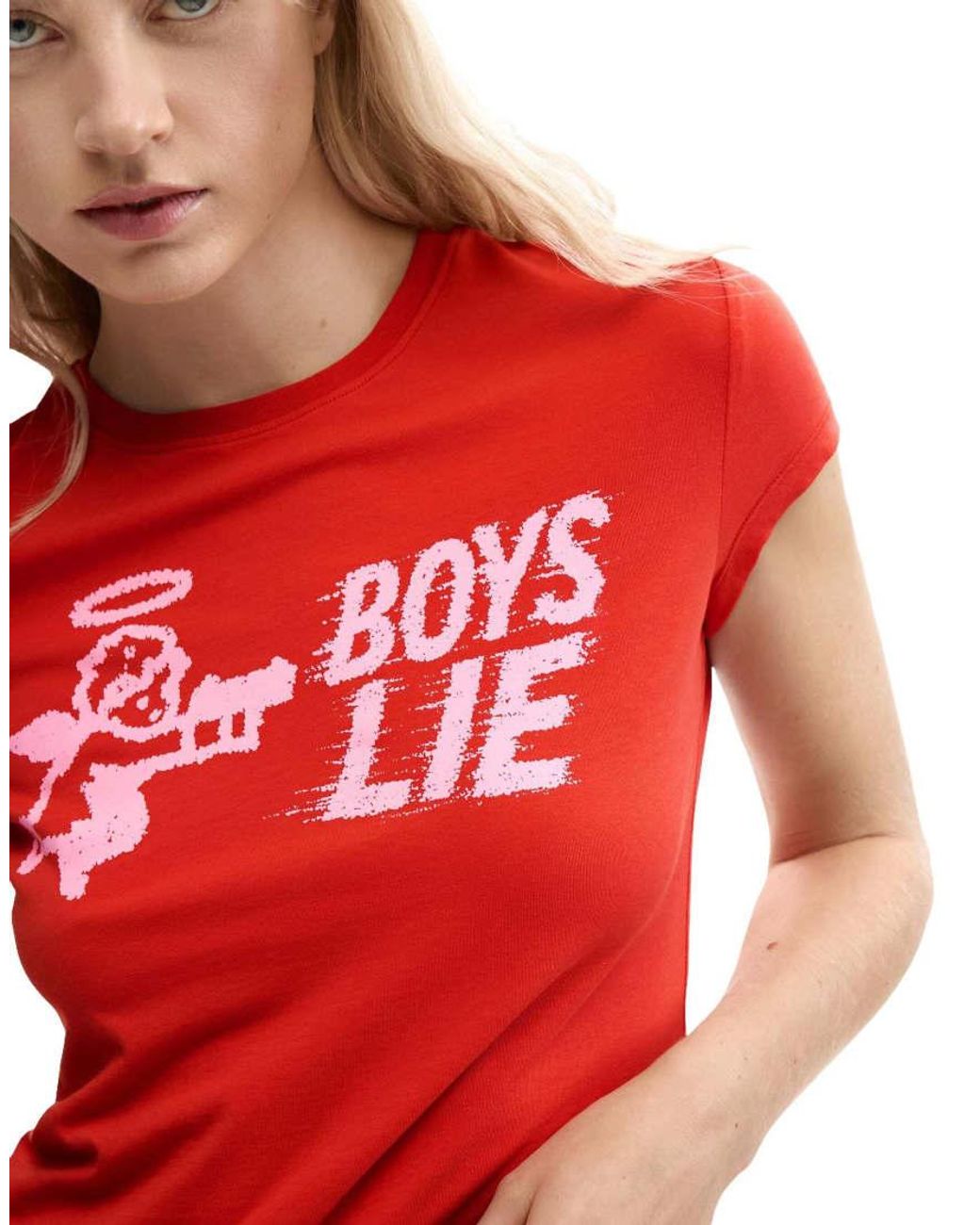 Desigual Red Fitted T-Shirt Boys Lie