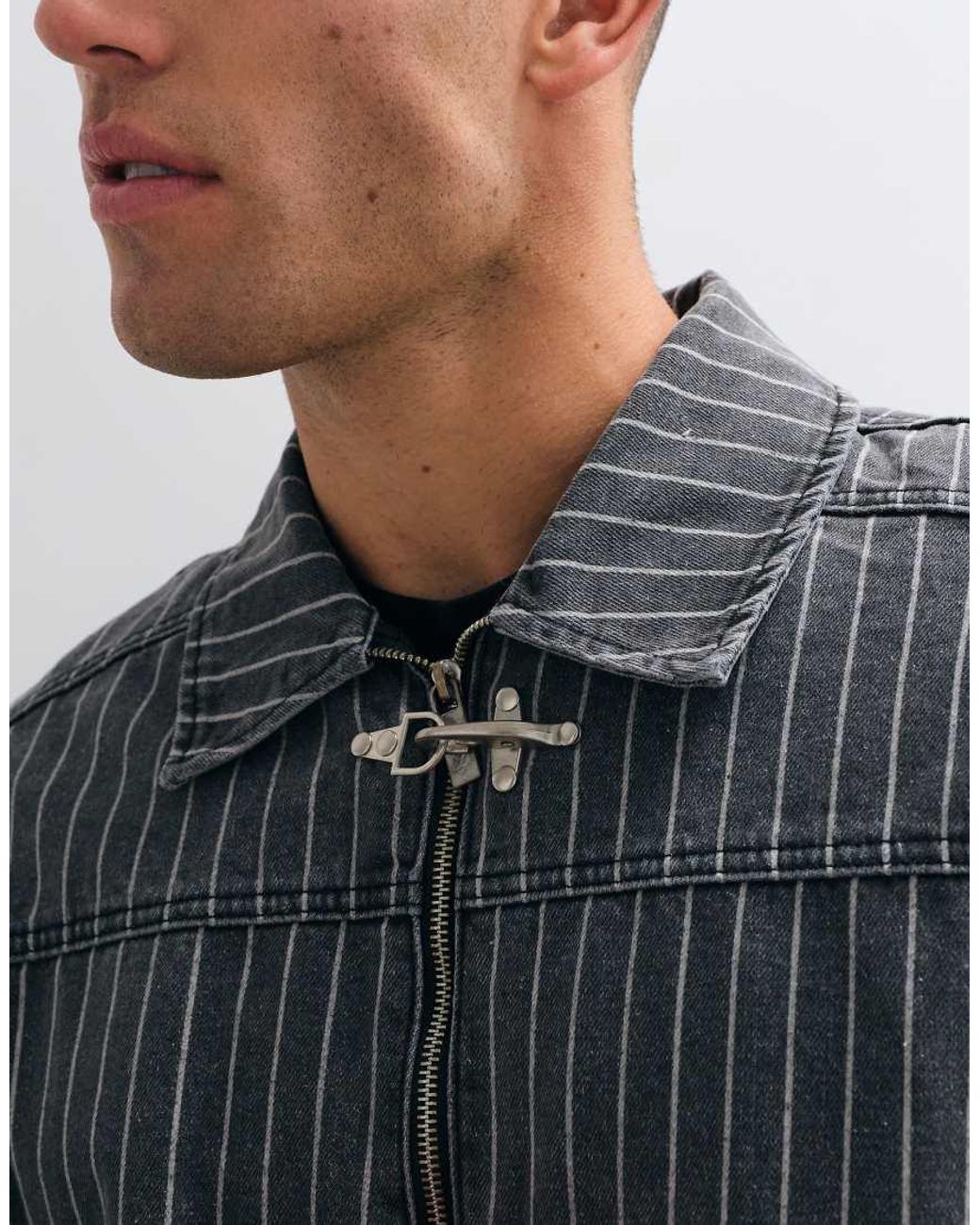 Liquor N Poker Blue Buckle Detail Harrington Jacket Co-Ord for men
