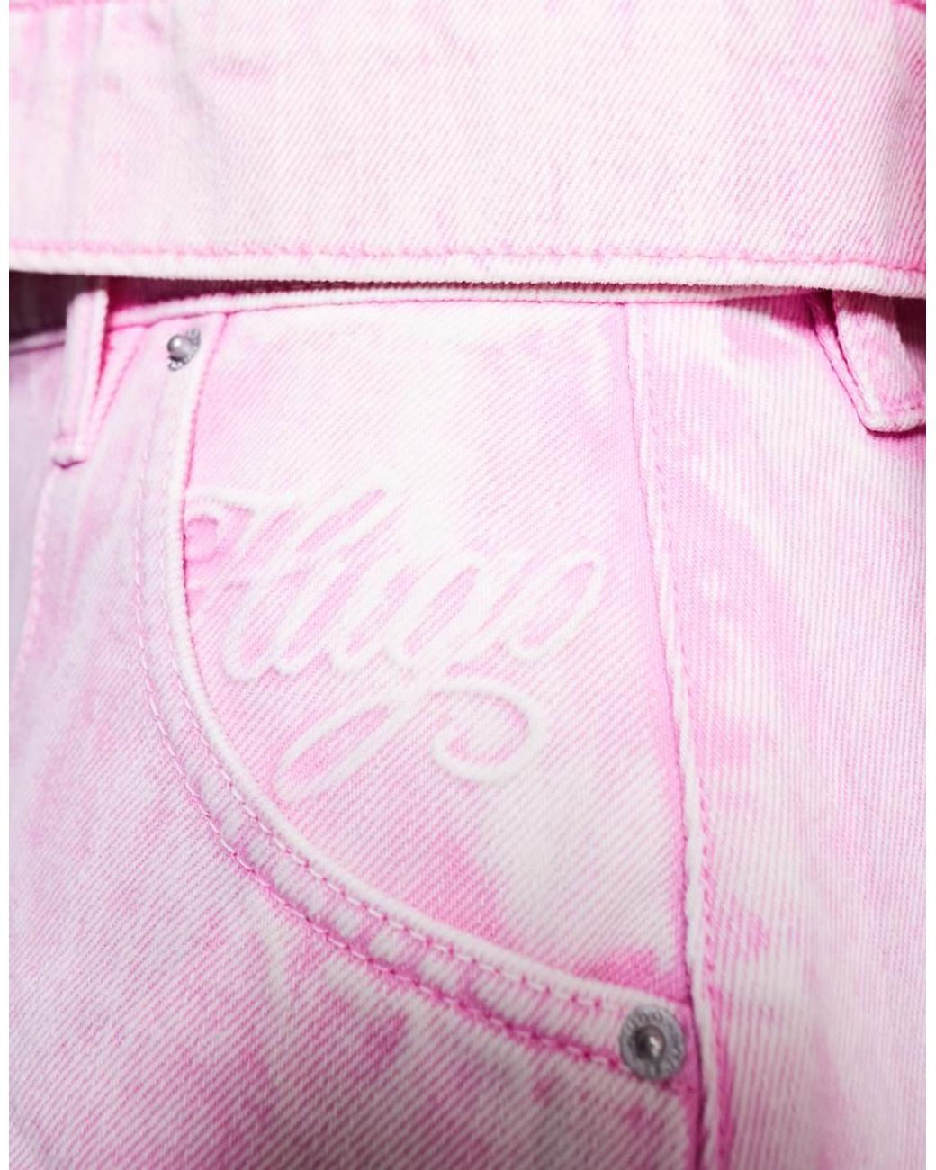 HUGO Pink Co-Ord Flared Denim Skirt