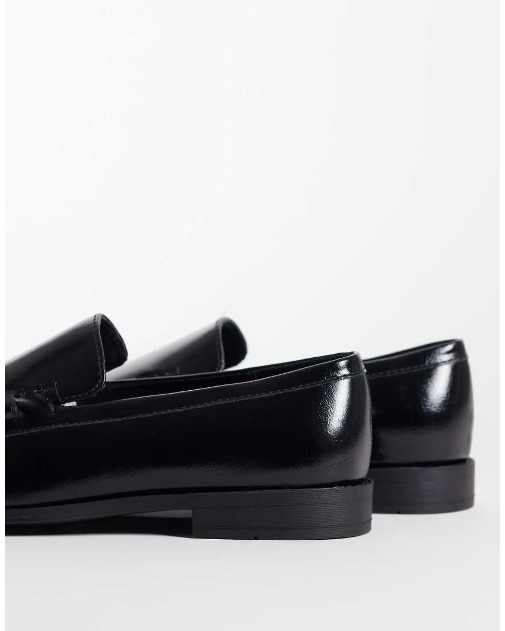 London Rebel Black Sian Square Toe Loafers