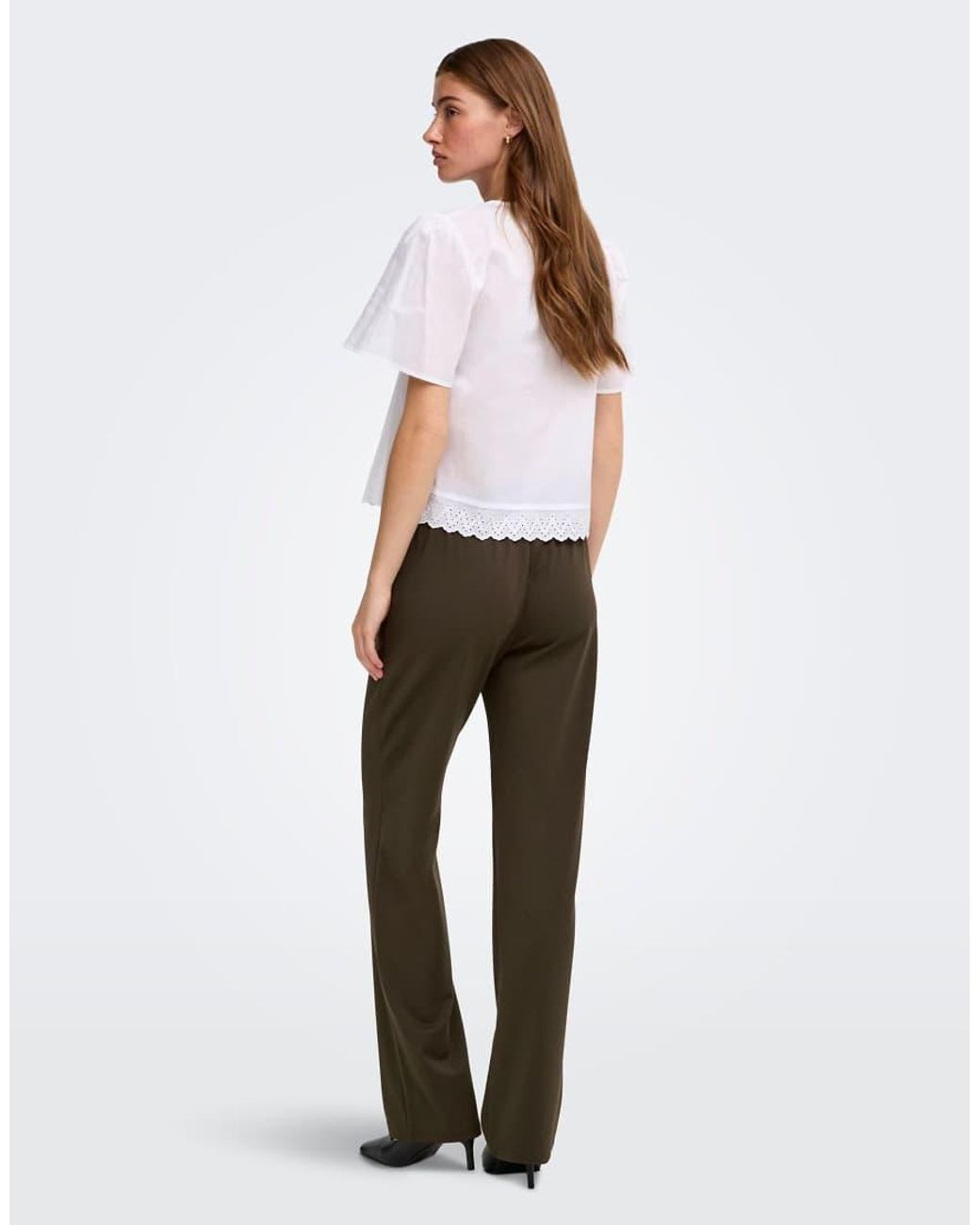 ONLY Poptrash Broek Met Rechte Pijpen En Middelhoge Taille in het Brown