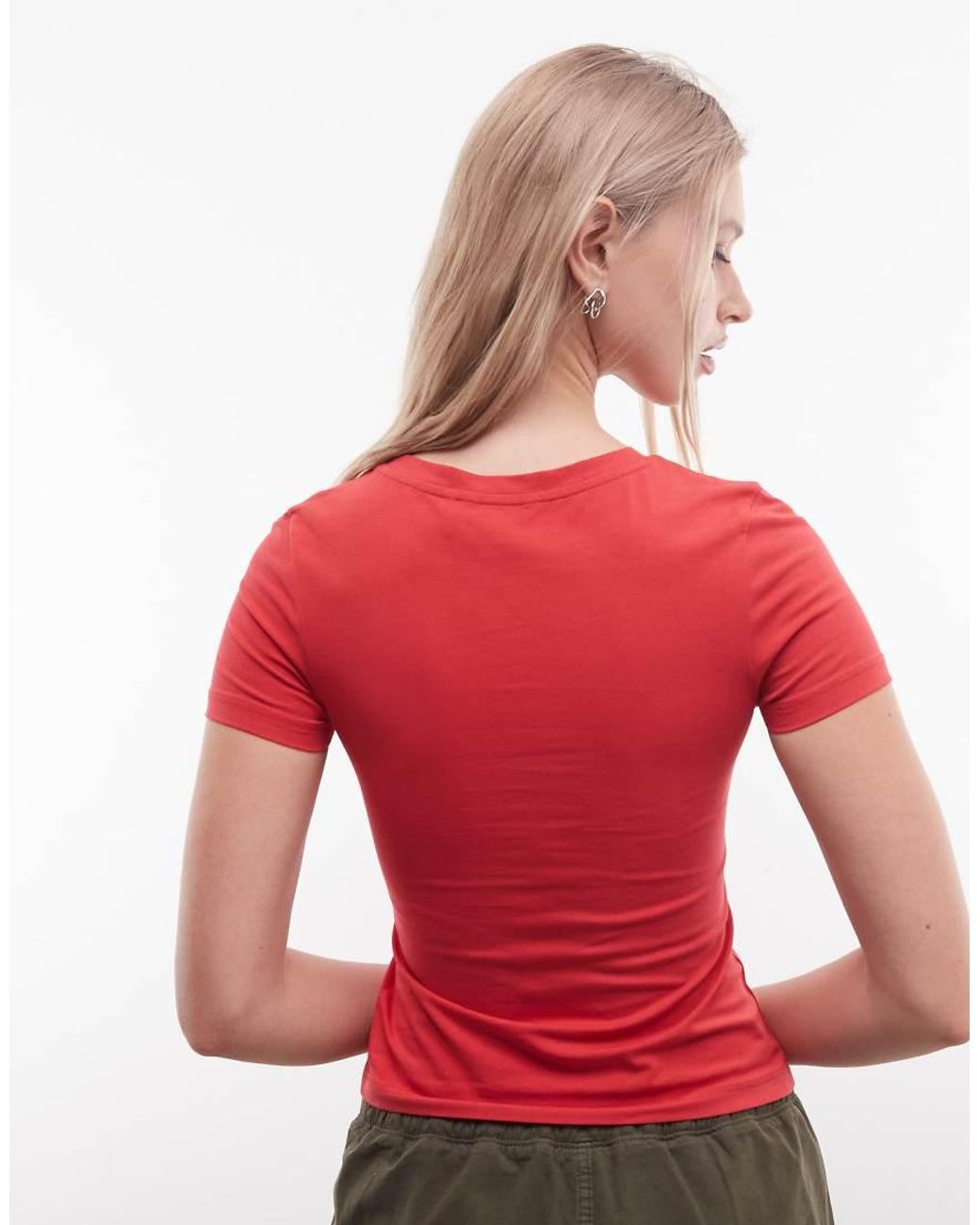 Monki Red Slim Fit T-Shirt