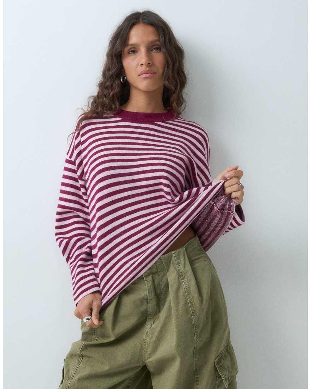 Pieces Red Long Sleeve Oversized Knitted Jumper
