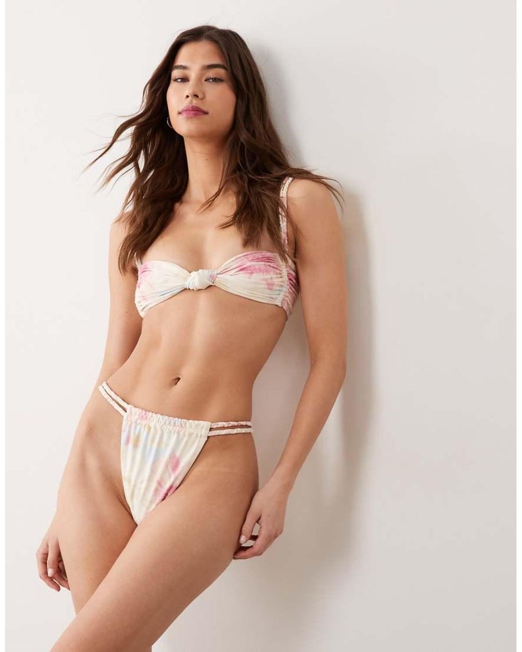 Miss Selfridge Natural Braided Strap Bikini Bottoms