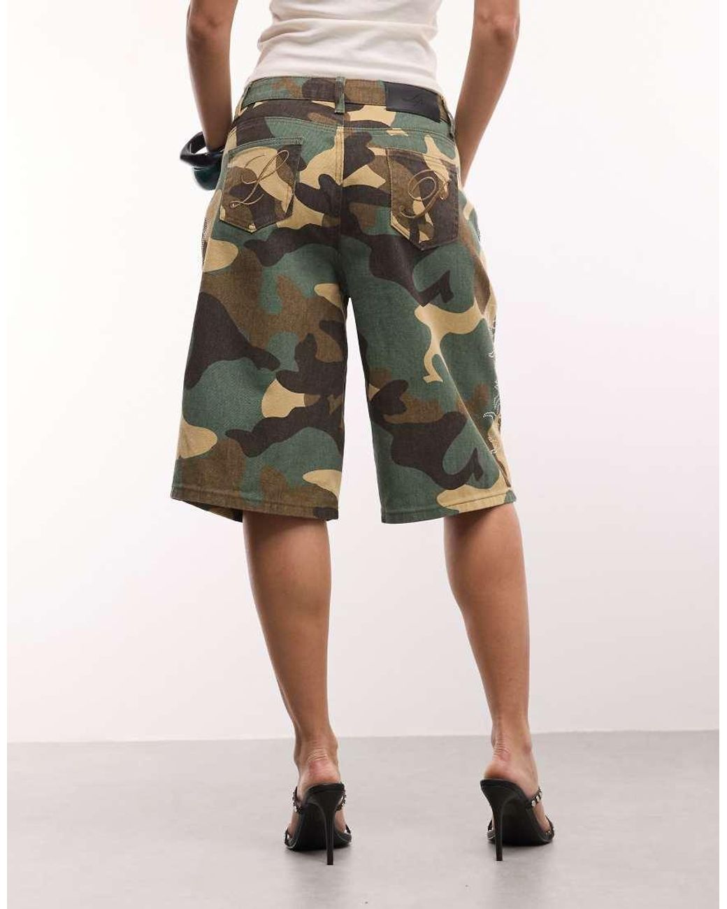 Liquor N Poker Natural Diamante Flame Jorts