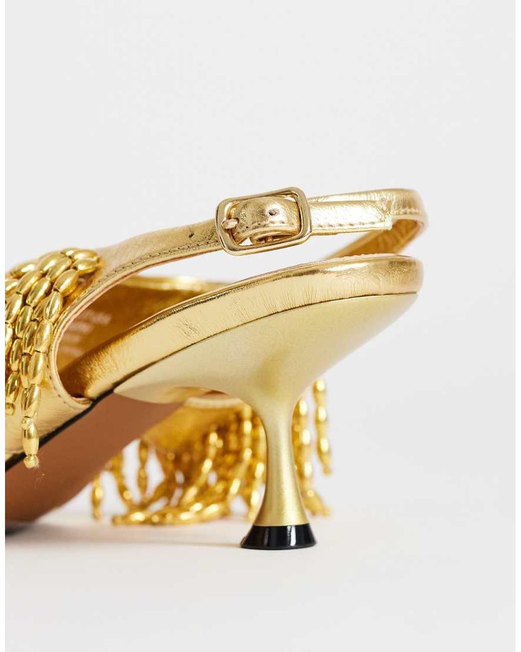 TOPSHOP Metallic Night Beaded Toe Thong Heeled Sandals