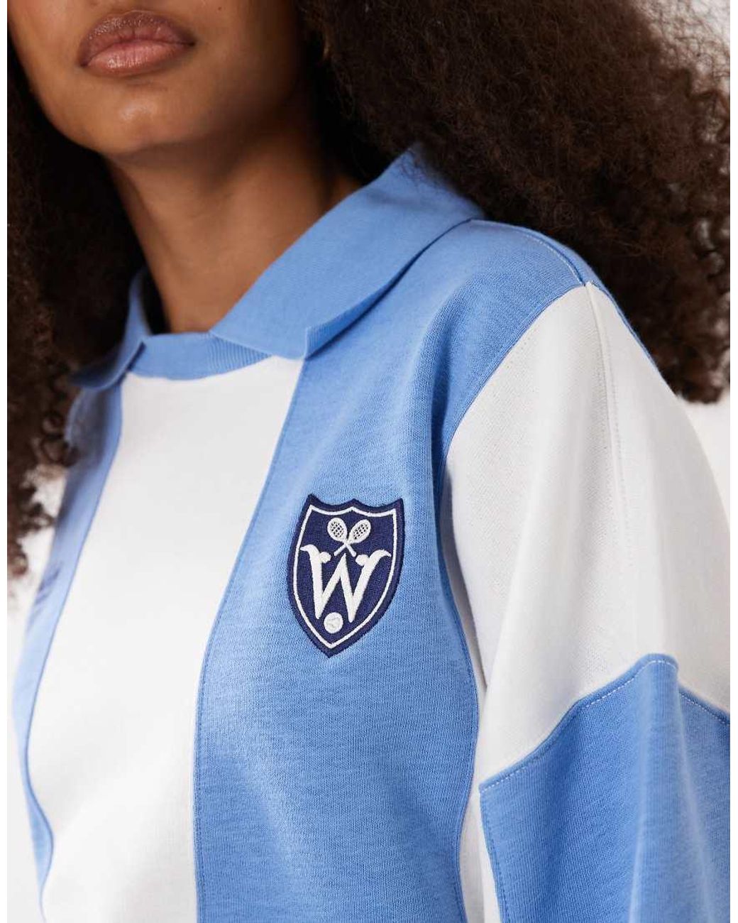 Polo Ralph Lauren Blue Wimbledon Capsule Striped Polo Sweatshirt With Crest Embroidery