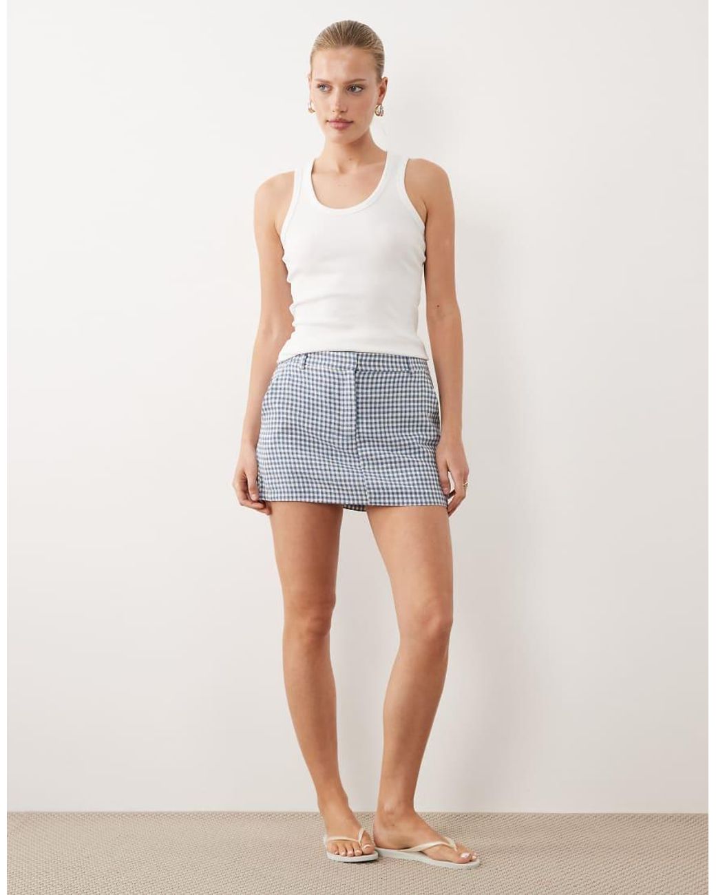 Abercrombie & Fitch Blue Linen Rich Mini Skort