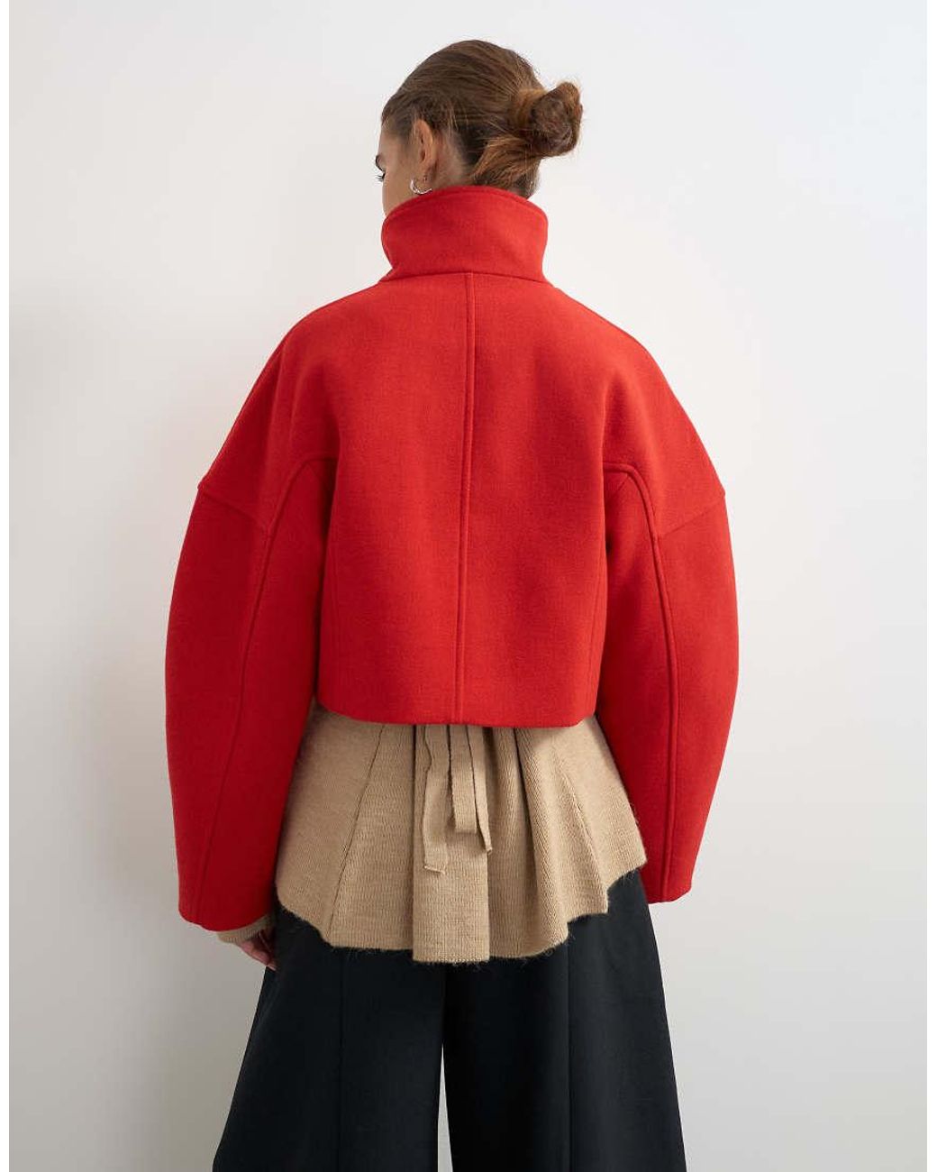 TOPSHOP Red Cropped Formal Coat