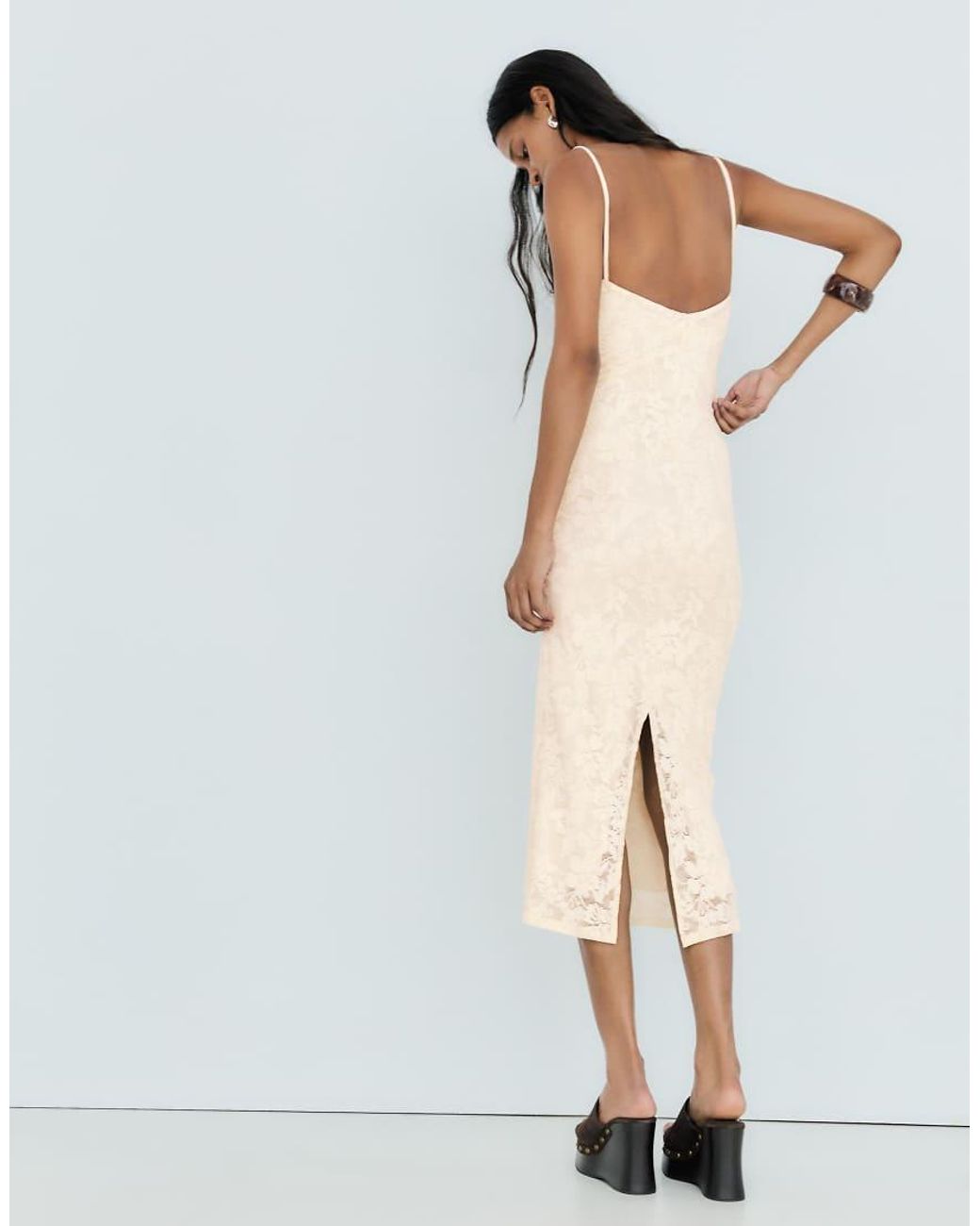 Bershka White Rustic Strappy Midi Dress