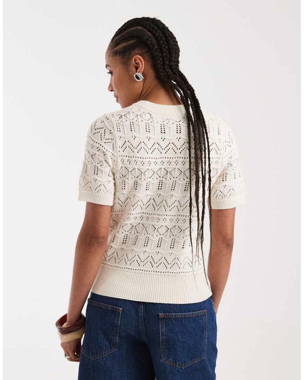 New Look White Stitchy T-Shirt