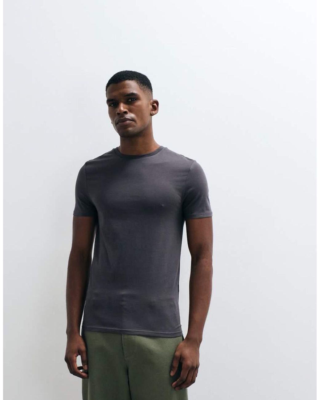 ASOS Blue Essentials Muscle Fit T-Shirt for men