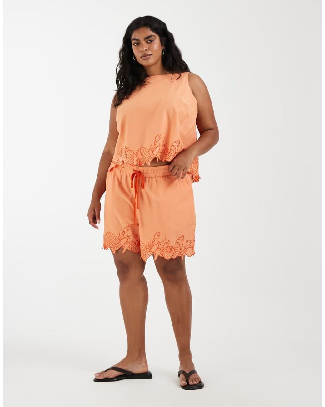 Vero Moda Orange Sleeveless Cropped Top Co-ord