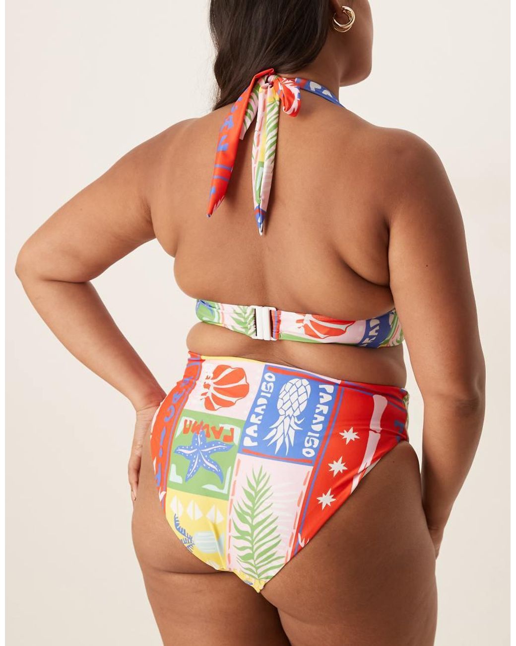 ASOS Red Asos Design Curve Trinny High Waist Bikini Bottom