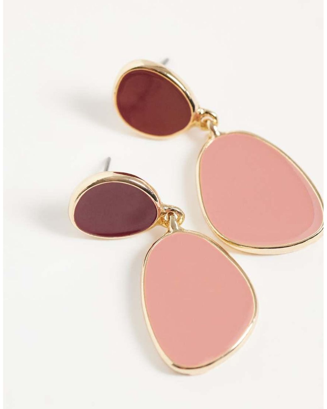 Accessorize Pink Enamel Double Drop Earrings