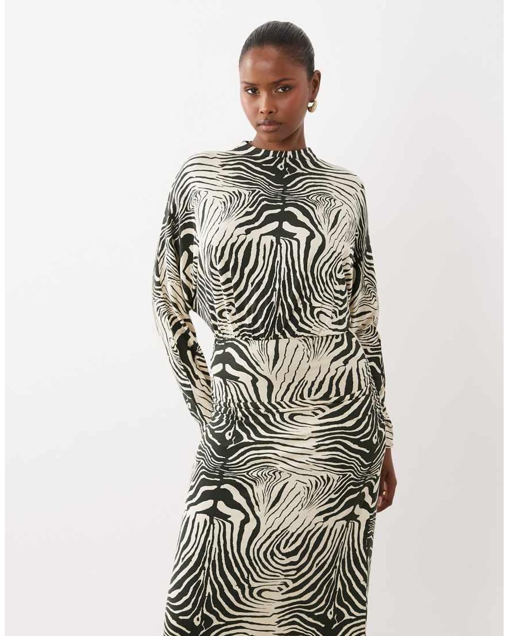 ASOS White Batwing Zebra Print Maxi Dress
