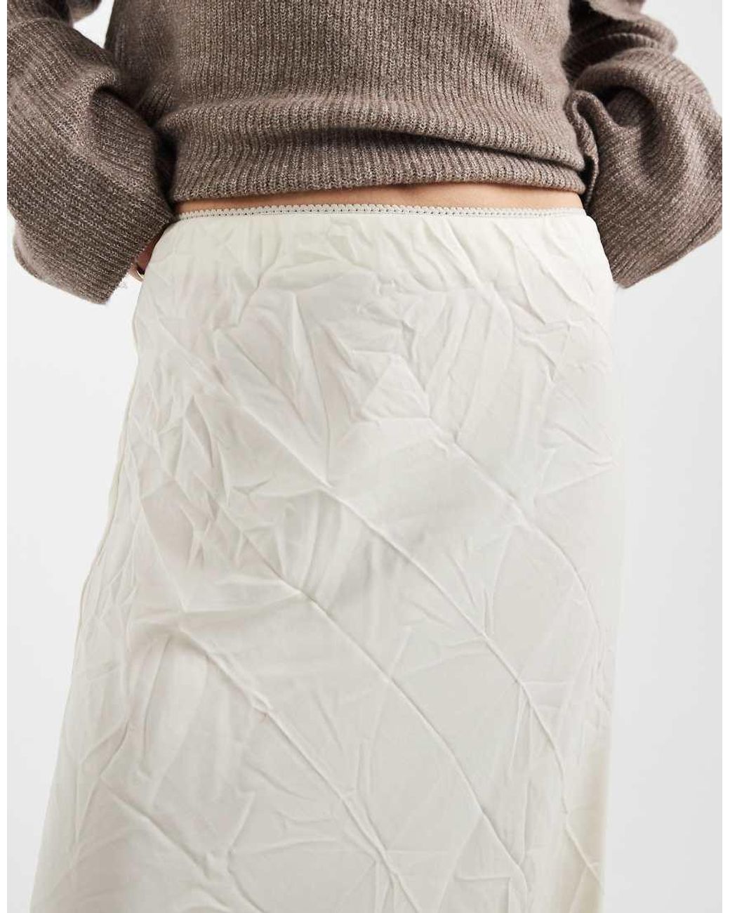 ASOS White Crushed Satin Maxi Skirt