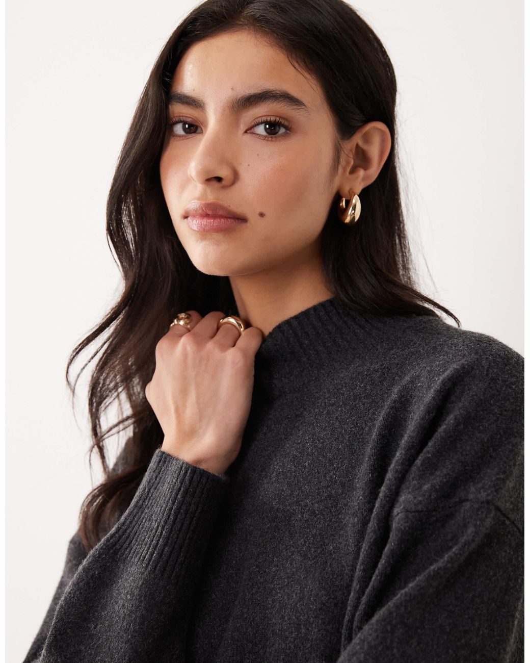 Mango Black High Neck Knit Jumper