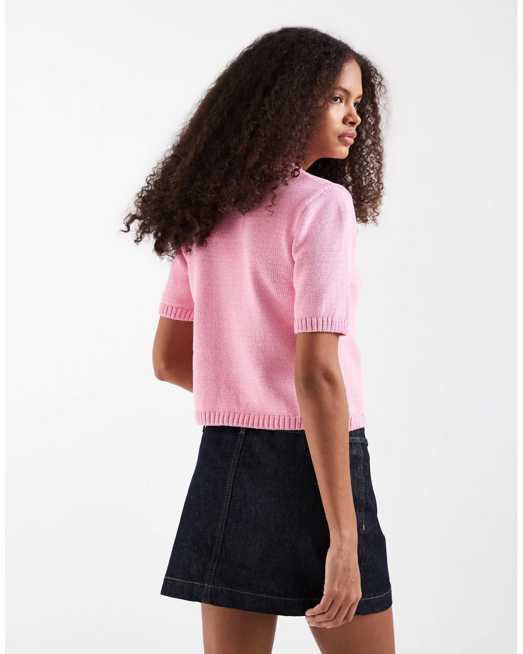 ASOS Pink Knitted Shrunken Top