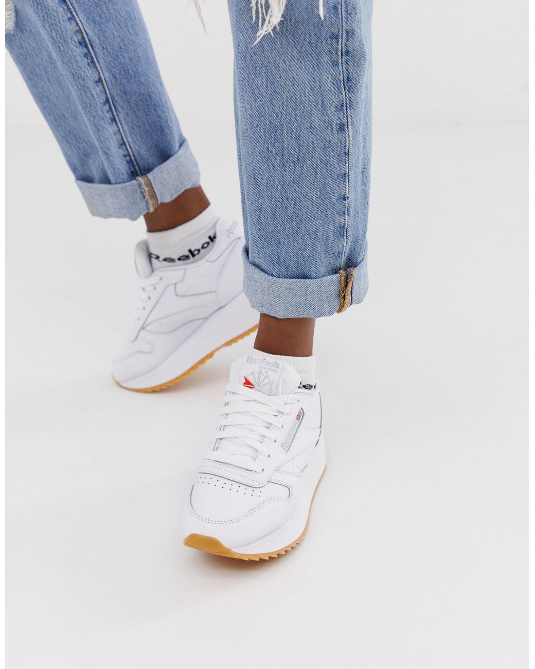 Reebok Classic Leather Double Trainers in White Lyst Australia