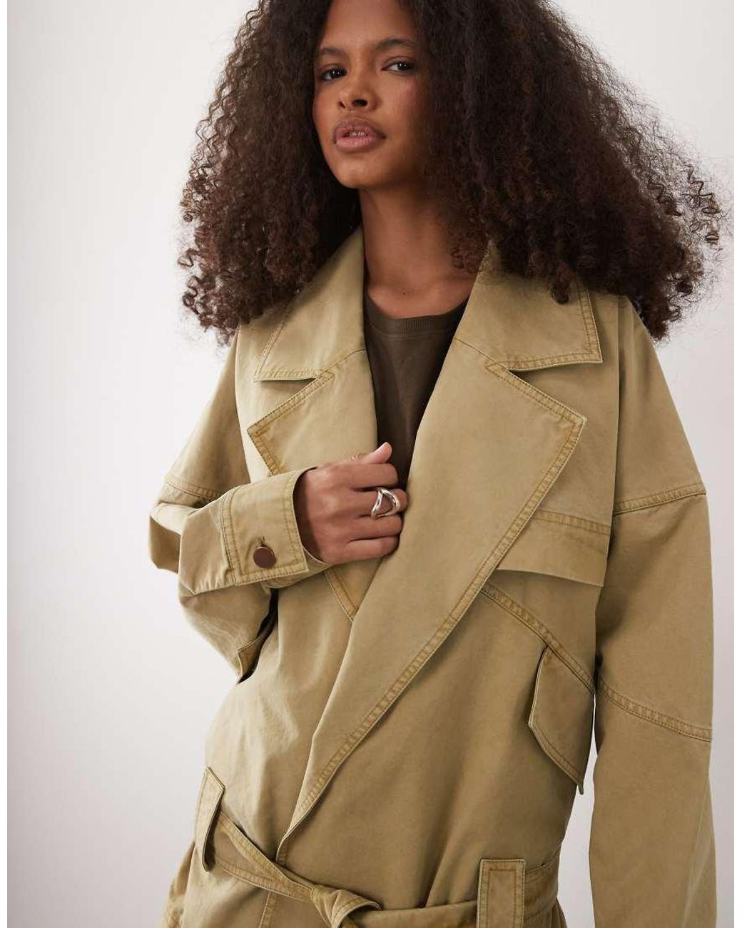 Mango Natural 100% Cotton Belted Short Trench Coat