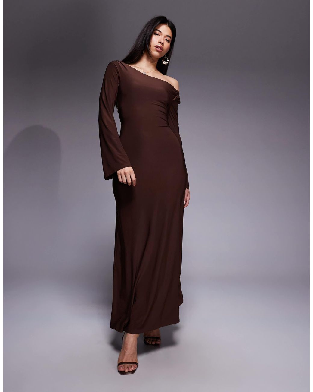 ASOS Off Shoulder Sculpting Maxi Dress in Purple | Lyst