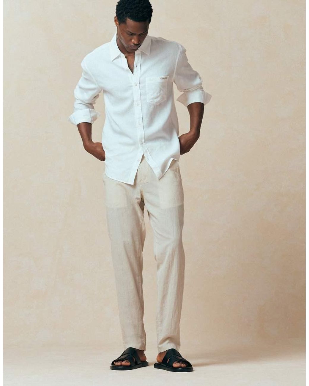 Jack & Jones Natural Linen Blend Trouser for men