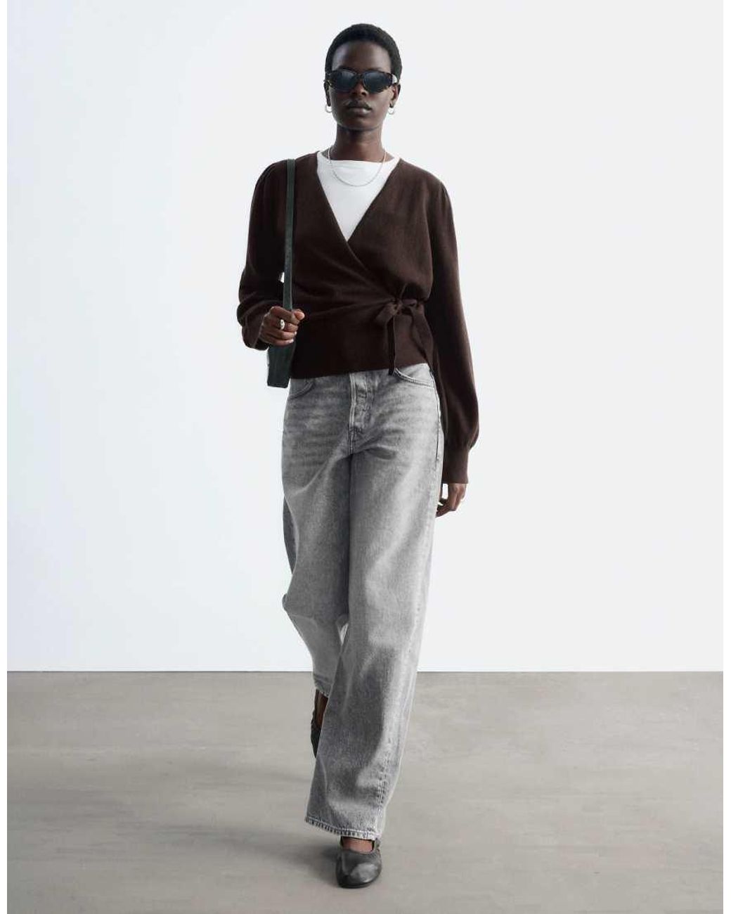 & Other Stories Black Pure Wool Wrap Cardigan