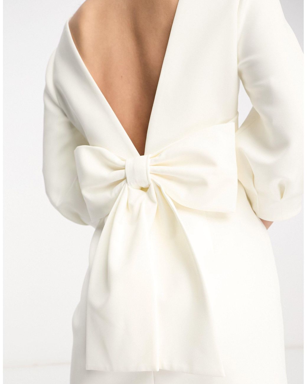 knee length dresses for ladies Satin Strapless Bow-Back Mini Dress - White 4