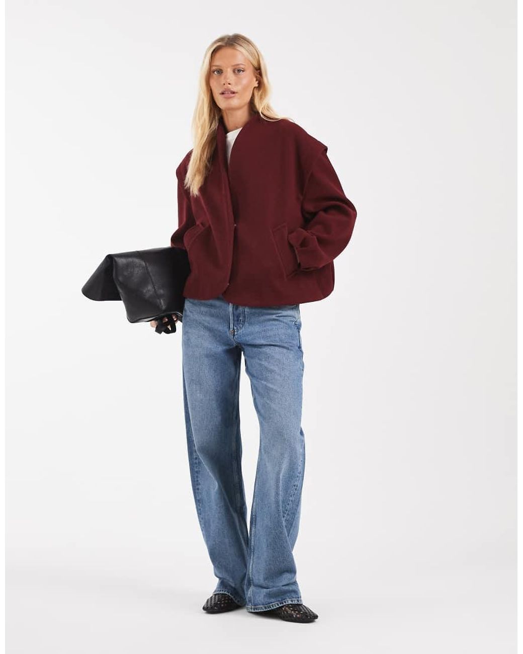 ASOS Red 80's Shoulders Formal Bubble Hem Jacket