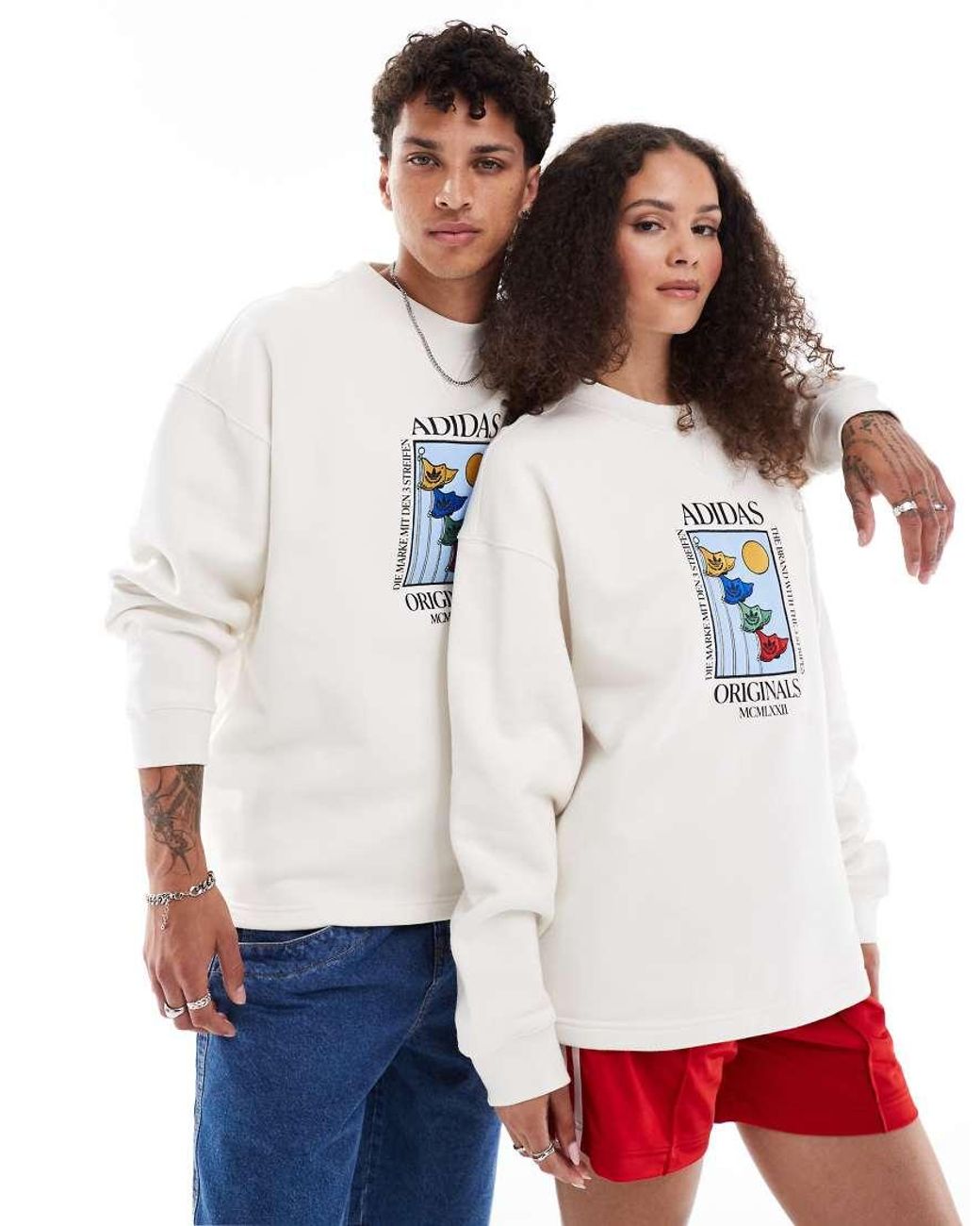 【adidas】Originals embroidered unisex sweatshirt adidas Originals Embroidered Sweatshirt in White | Lyst UK
