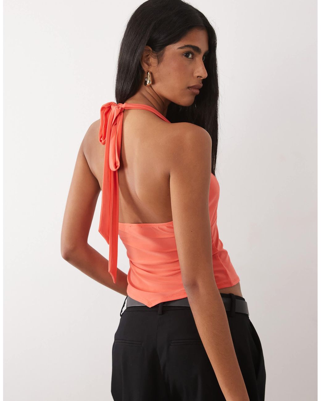 ASOS Red Square Ruched Halter Top
