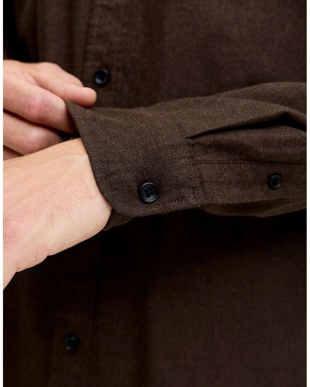 Jack & Jones Brown Field Spread Collar Long Sleeve Shirt for men
